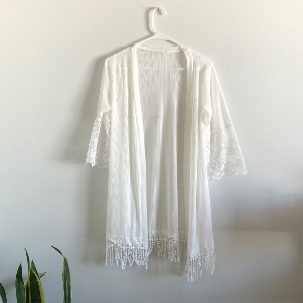 White lace beach cover up